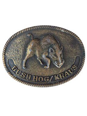 Bush Hog Belt Buckle Kraus Vintage Razorback Boar Farm Implement Advertising